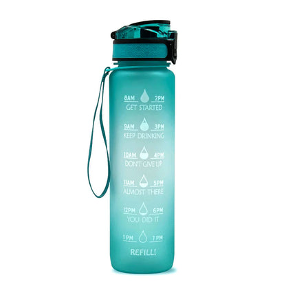 Motivations Wasserflasche mit Zeitangaben