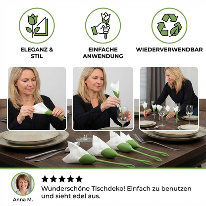 Blumen-Serviettenfalter Set – Luxuriöse Tischdeko im Blumendesign 6er Set