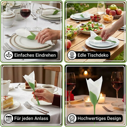 Blumen-Serviettenfalter Set – Luxuriöse Tischdeko im Blumendesign 6er Set