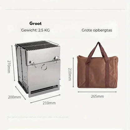 Faltbarer Edelstahl Holzofen – Tragbarer Campingkocher für Outdoor Kochen