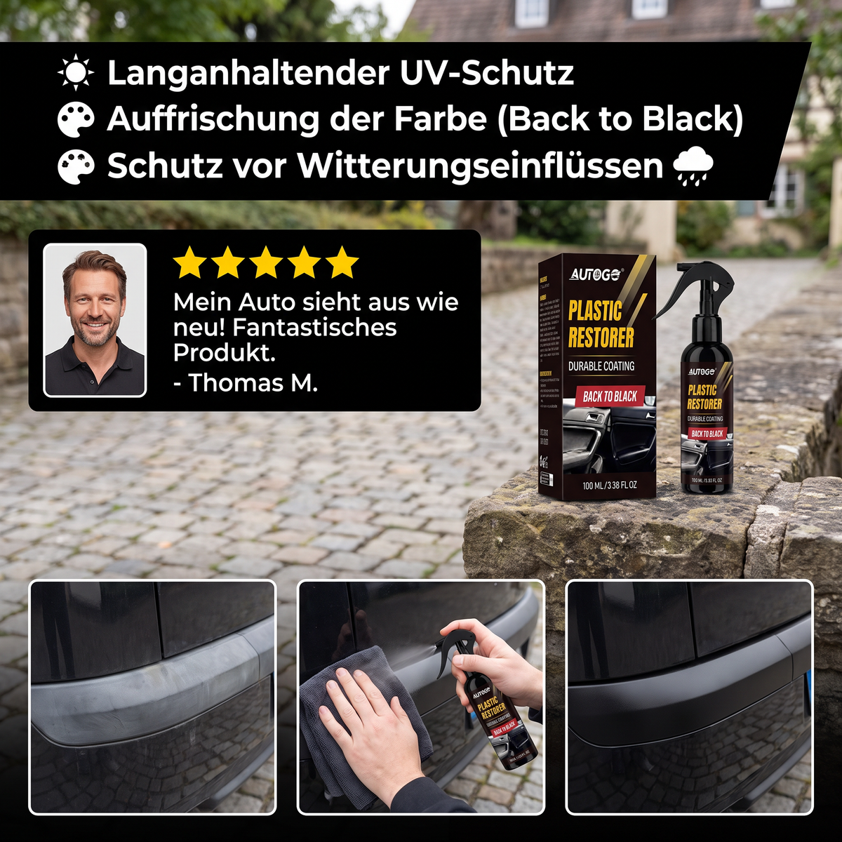 Kunststoff- & Zierleisten-Aufbereiter fürs Auto mit UV-Schutz