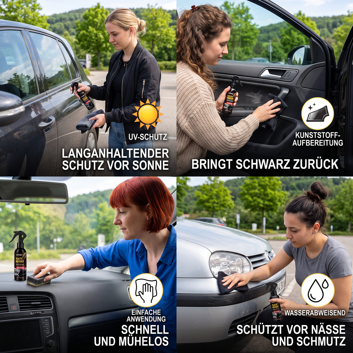 Kunststoff- & Zierleisten-Aufbereiter fürs Auto mit UV-Schutz