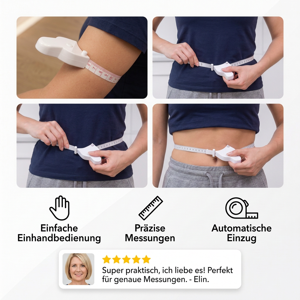 Einziehbares 3D-Körpermaßband für Taille, Hüfte, Brust & Arme