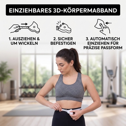 Einziehbares 3D-Körpermaßband für Taille, Hüfte, Brust & Arme