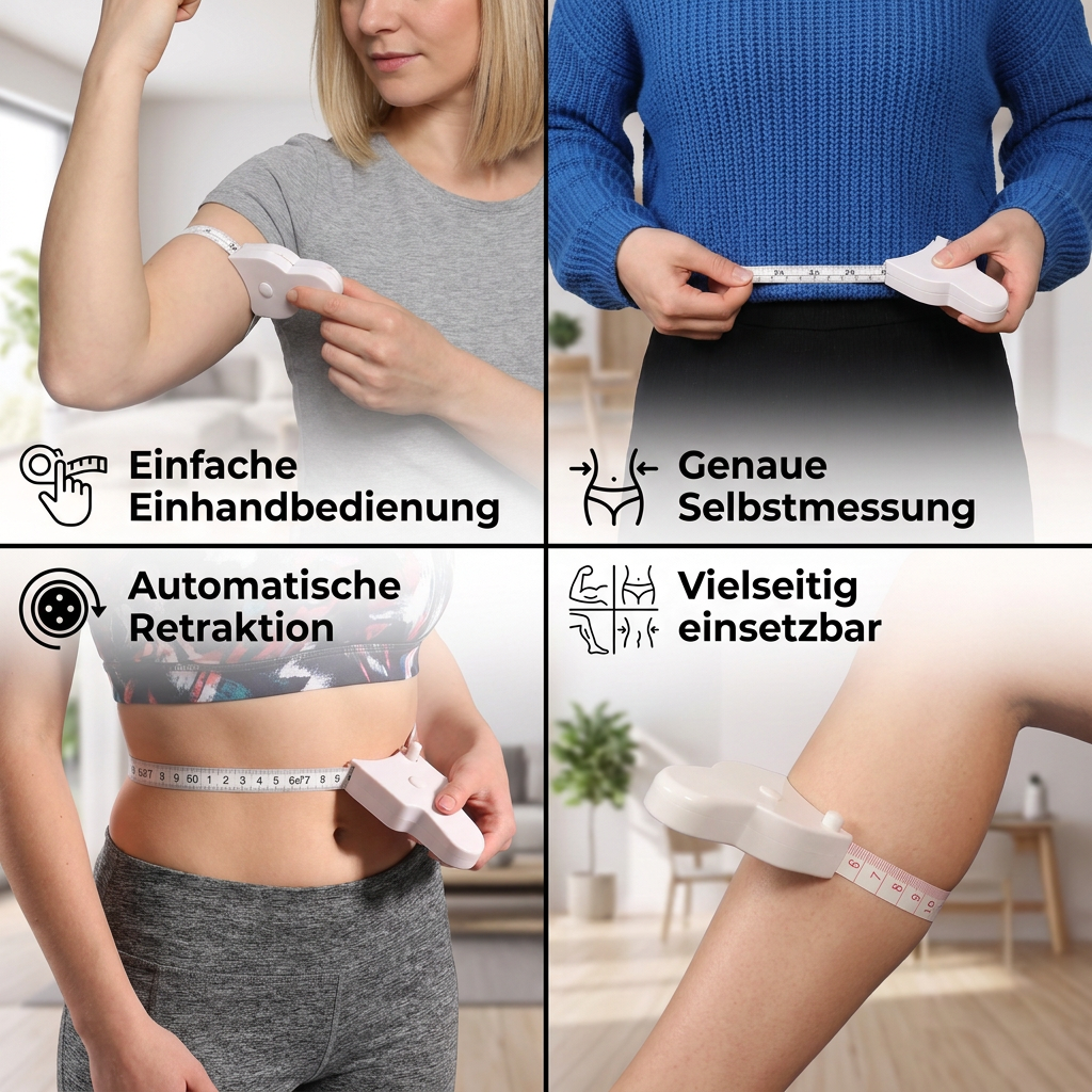Einziehbares 3D-Körpermaßband für Taille, Hüfte, Brust & Arme