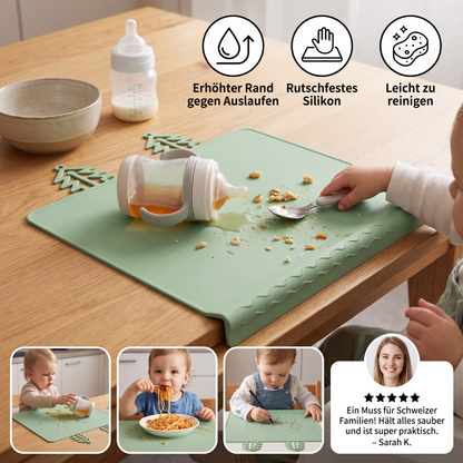 BabySafe praktische & hygienische Silikon-Babytischmatte mit erhöhtem Rand