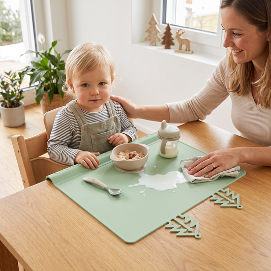 BabySafe praktische & hygienische Silikon-Babytischmatte mit erhöhtem Rand