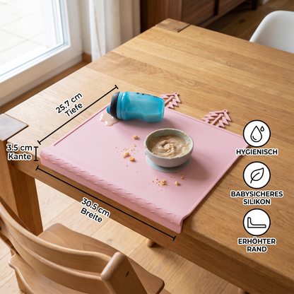 BabySafe praktische & hygienische Silikon-Babytischmatte mit erhöhtem Rand
