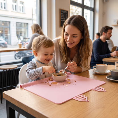 BabySafe praktische & hygienische Silikon-Babytischmatte mit erhöhtem Rand