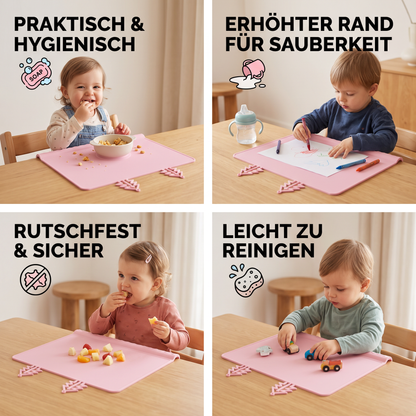 BabySafe praktische & hygienische Silikon-Babytischmatte mit erhöhtem Rand