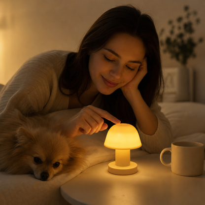 Mini wiederaufladbare LED-Pilz-Tischlampe mit Touch-Steuerung