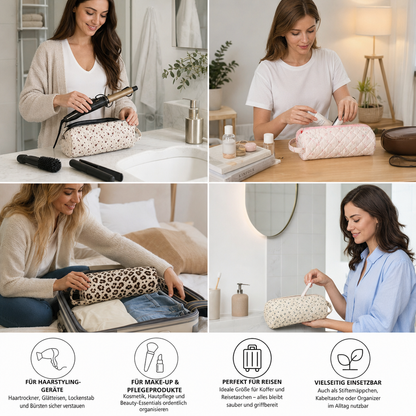 Gesteppte multifunktionale Reisetasche – Geräumiger Organizer für Toilettenartikel & Make-up mit Tragegriff