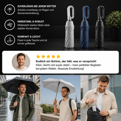 Premium-Automatik-Faltschirm für Sonne & Regen – Kompakt & windfest