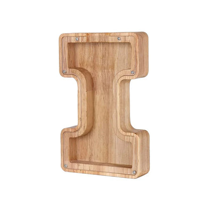 Holz Alphabet Sparschwein mit Transparentem Sichtfenster für Stilvolles Sparen