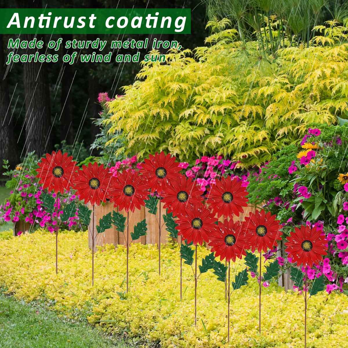 Dekorative Sonnenblume Aus Metall Für Garten – Farbige Blumenstecker Für Außenbereich Und Landschaft