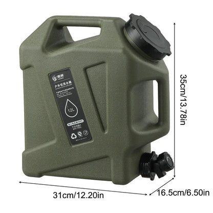 Tragbarer 12L Wasserbehälter Mit Auslaufhahn – Robuster Kanister Für Outdoor Und Camping