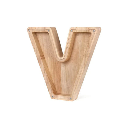 Holz Alphabet Sparschwein mit Transparentem Sichtfenster für Stilvolles Sparen