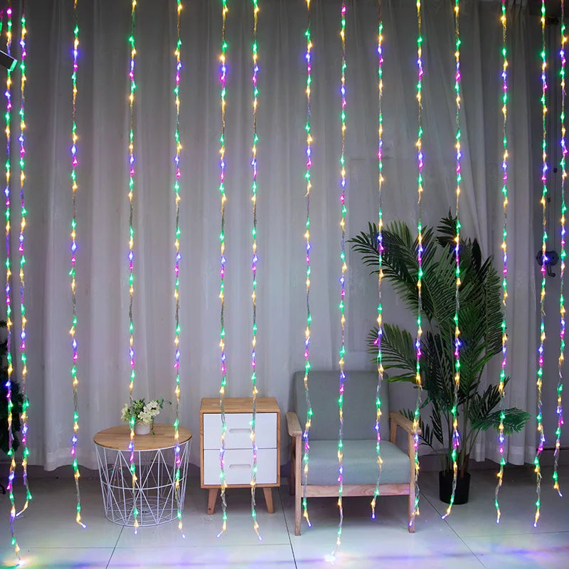 LED Lichtervorhang Mit Farbwechsel – Dekorative Lichterkette Für Fenster, Wände Und Partys