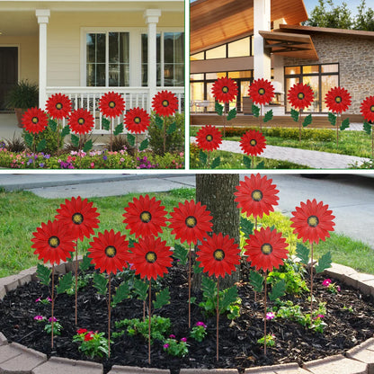 Dekorative Sonnenblume Aus Metall Für Garten – Farbige Blumenstecker Für Außenbereich Und Landschaft