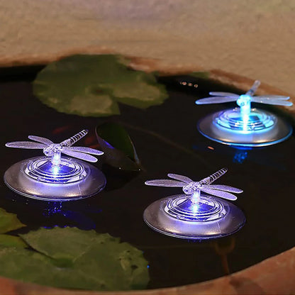 Solarbetriebene Teichdeko Schmetterling und Libelle – Farbwechselnde LED-Lichter für Garten und Teich