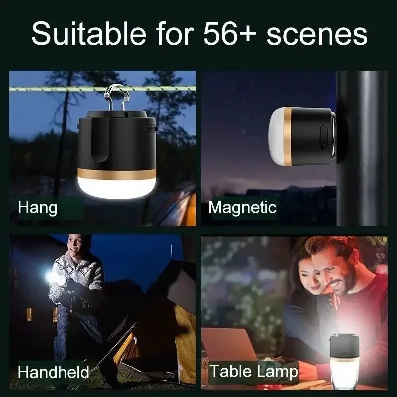 Tragbare LED Campinglampe mit Powerbank – Wiederaufladbar, USB-Anschluss, für Outdoor & Notfälle