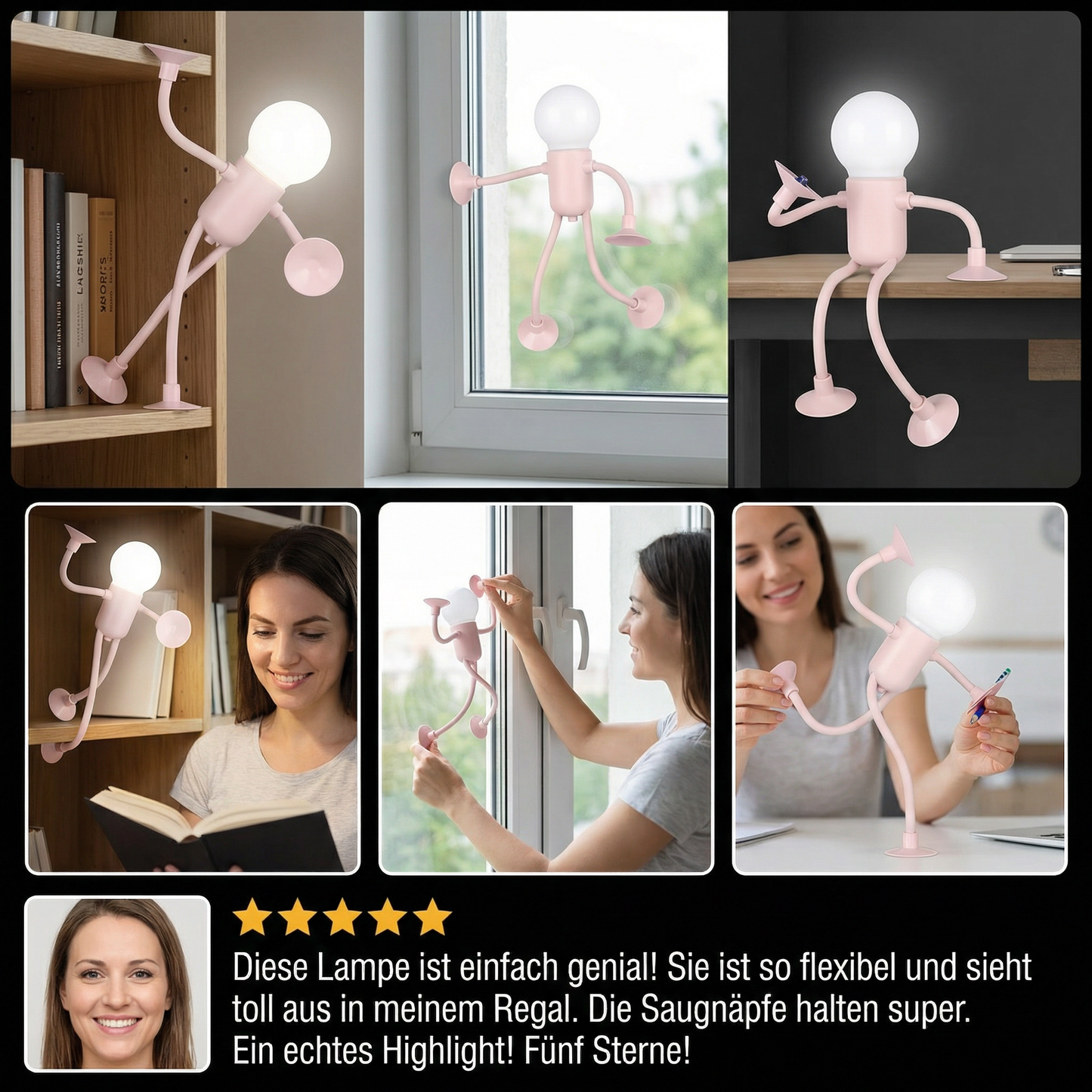 LED Lampe mit Saugnapf – Austauschbares und verspieltes Design für Dekoration