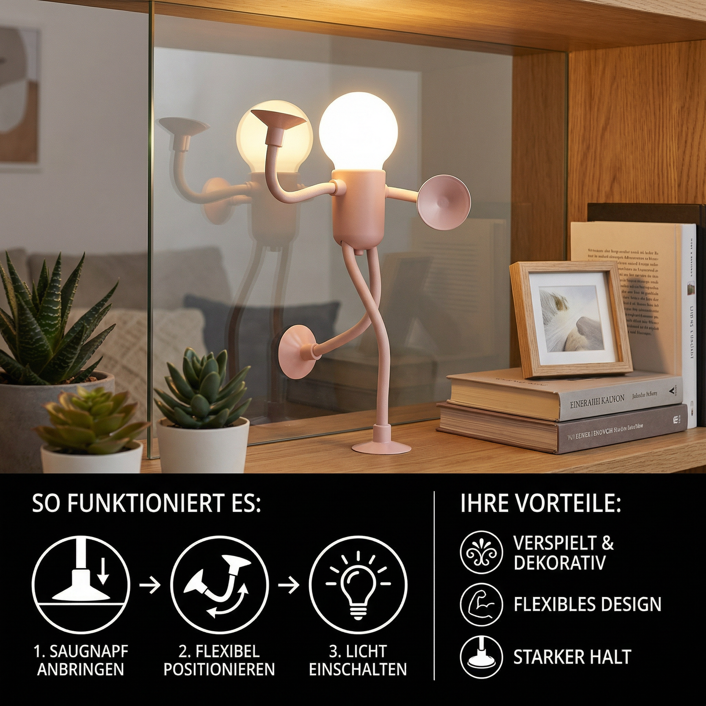 LED Lampe mit Saugnapf – Austauschbares und verspieltes Design für Dekoration