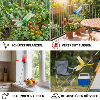 Libellen Klammern - Realistische Insektenabwehr für Haus und Garten (4 Stück)