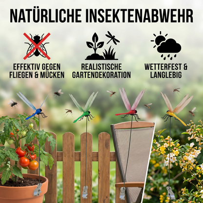 Libellen Klammern - Realistische Insektenabwehr für Haus und Garten (4 Stück)