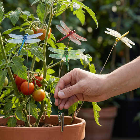 Libellen Klammern - Realistische Insektenabwehr für Haus und Garten (4 Stück)