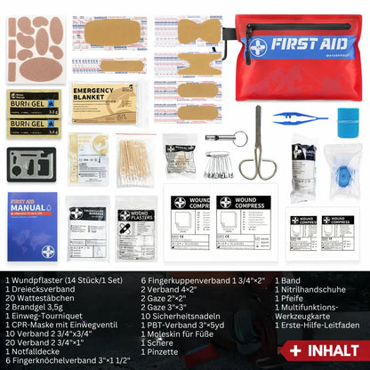 Wasserdichtes First Aid Notfall Set – Praktisches First Aid Kit für Outdoor und Reisen