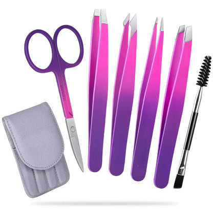 Präzisionspinzetten-Set–6-Teiliges Augenbrauen-Kit Mit Reiseetui