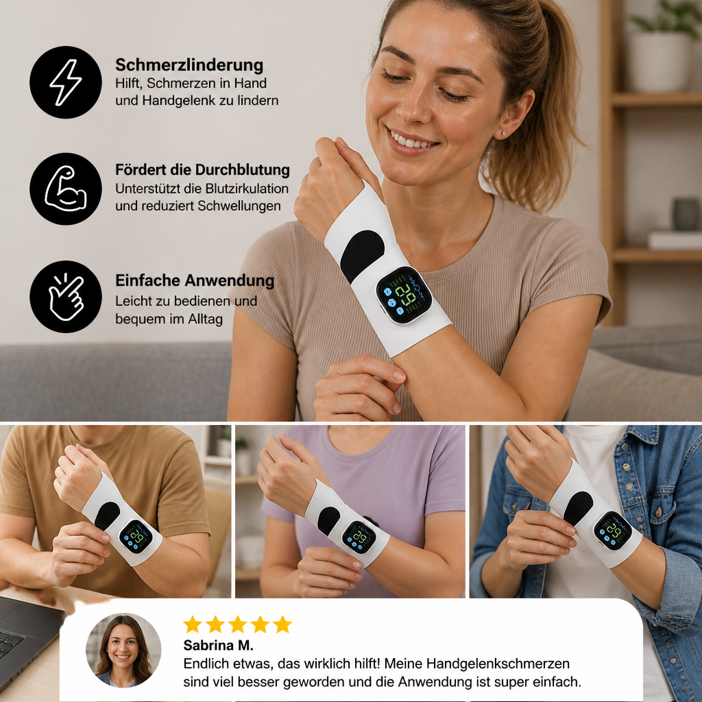 EMS-Hand- & Handgelenk-Massagegerät mit 10 Modi zur Schmerzlinderung