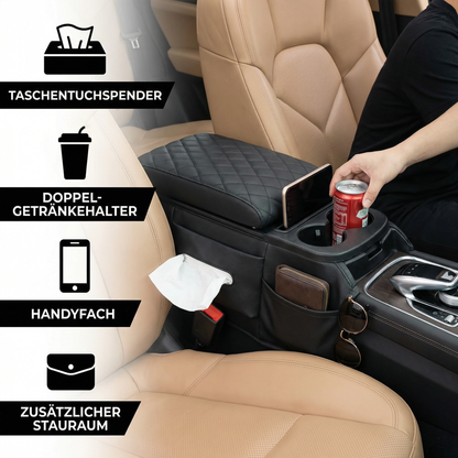 Multifunktionale Auto Armlehne mit Getränkehalter & Aufbewahrung