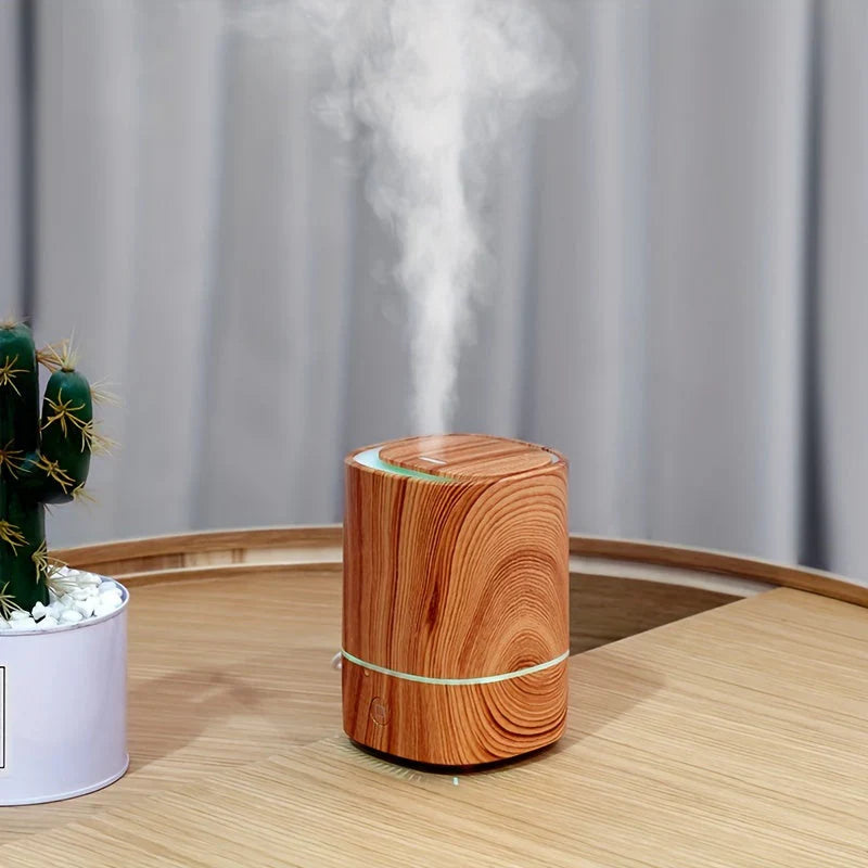 Ultraschall-Luftbefeuchter mit Holzoptik – Leiser Aromadiffuser mit LED & Automatischer Abschaltung