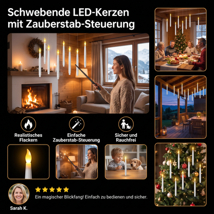Schwebende LED-Kerzen mit Zauberstab-Steuerung