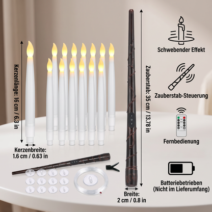 Schwebende LED-Kerzen mit Zauberstab-Steuerung