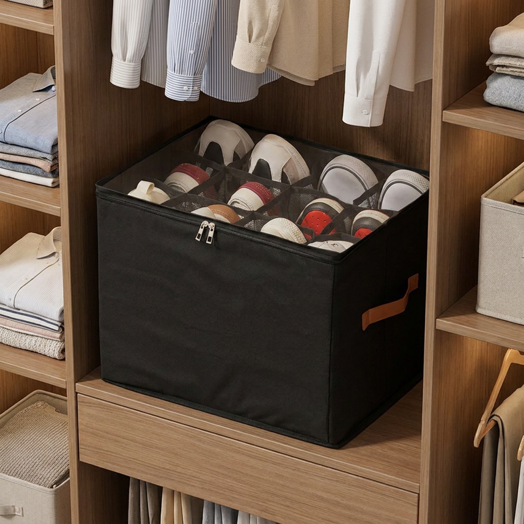Faltbarer Schuh-Organizer mit einfachem Zugriff für die Aufbewahrung im Kleiderschrank