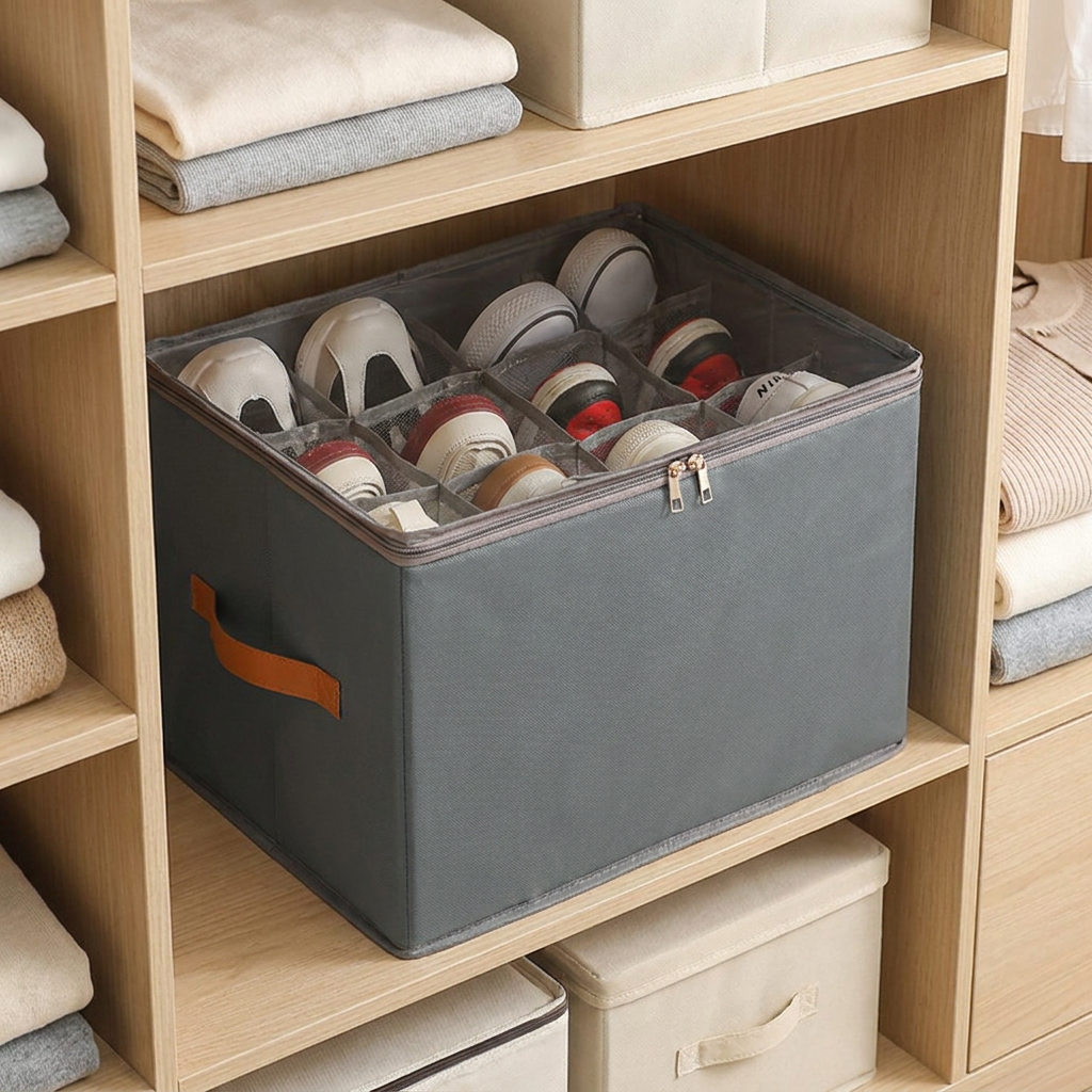 Faltbarer Schuh-Organizer mit einfachem Zugriff für die Aufbewahrung im Kleiderschrank