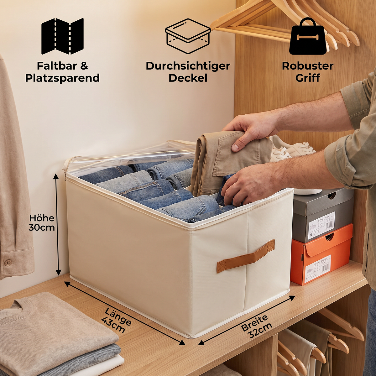 Faltbarer Schuh-Organizer mit einfachem Zugriff für die Aufbewahrung im Kleiderschrank
