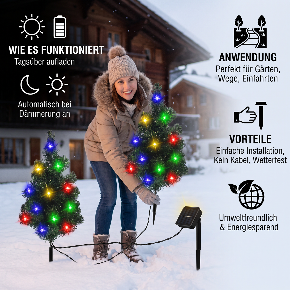 Solar-Weihnachtsbaum-Stecklichter mit mehrfarbigen LEDs