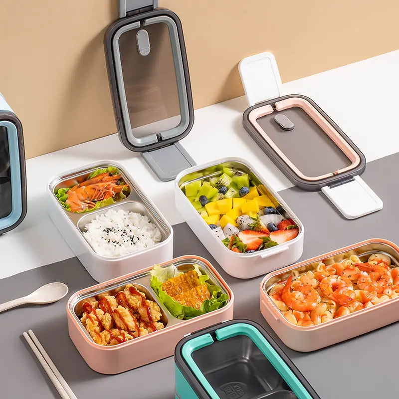 2-schichtige Edelstahl Bento-lunchbox Mit Verschlussdeckel