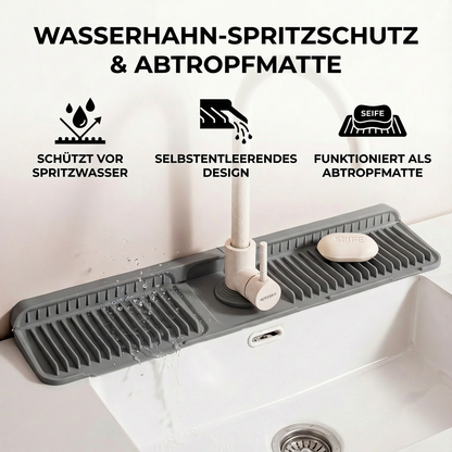 Wasserhahn-Spritzschutz aus Silikon – Abtropfmatte für Spüle & Waschbecken