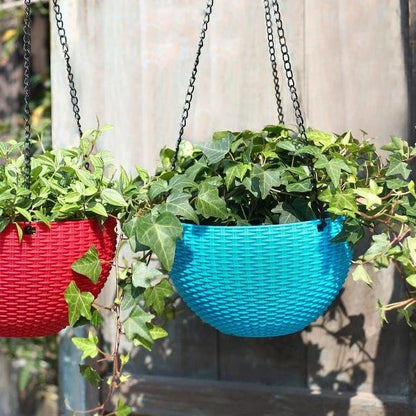 Geflochtener Hängekorb für Pflanzen mit Kette – Ideal für Balkon und Garten