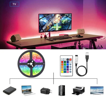 RGB LED Streifen mit USB Anschluss - Farbwechsel Licht für Ambiente und TV Hintergrundbeleuchtung