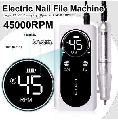 Hochleistungs-45000RPM Tragbare Elektrische Nagelfeile Mit Akku | Leises Design Für Professionelle Maniküre