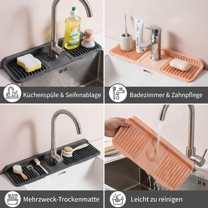 Wasserhahn-Spritzschutz aus Silikon – Abtropfmatte für Spüle & Waschbecken
