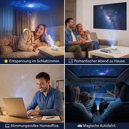 Moderne Sternenhimmel Lampe – USB Mini Projektor Nachtlicht für Schlafzimmer & entspannte Atmosphäre inkl. 5 Motiven