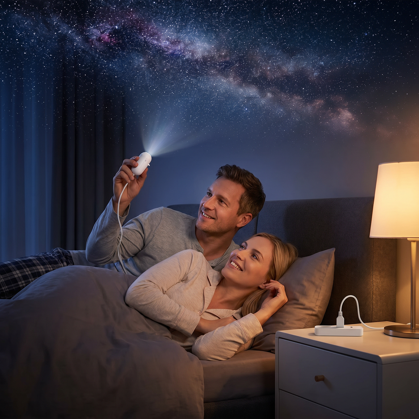 Moderne Sternenhimmel Lampe – USB Mini Projektor Nachtlicht für Schlafzimmer & entspannte Atmosphäre inkl. 5 Motiven
