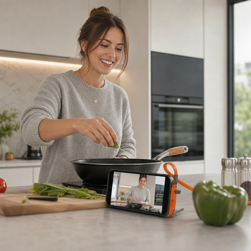 2-in-1 robuster & faltbarer Handyhalter mit abnehmbarem USB-C-Ladekabel